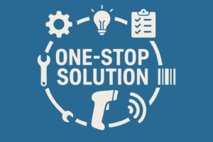ワンストップソリューションとして課題の把握からシステム提案、導入支援までを一気通貫で提供することを説明しているイメージのアイコン